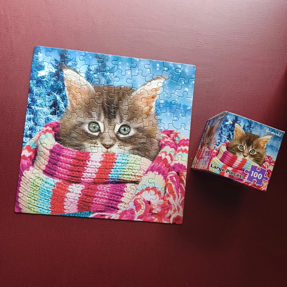 Cat Kitten Jigsaw Puzzle 100 Pieces Easy Kids Girls Pink Kitty
